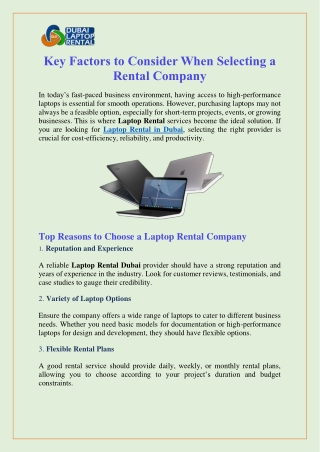 key factors to consider when selecting a rental