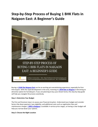step by step process of buying 1 bhk flats