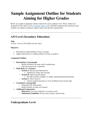 Sample Assignment Outline for Students Aiming for Higher Grades