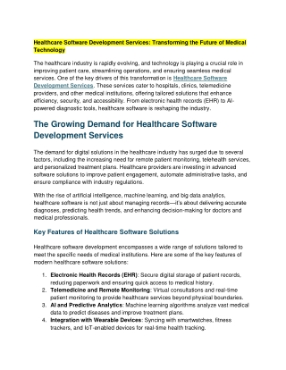 healthcare software development services