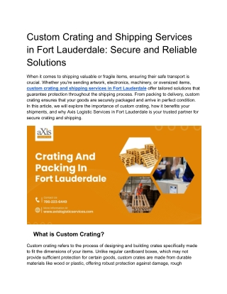Custom Crating and Shipping Services in Fort Lauderdale