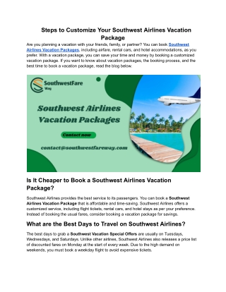 Popular Destinations for Southwest Vacation Packages