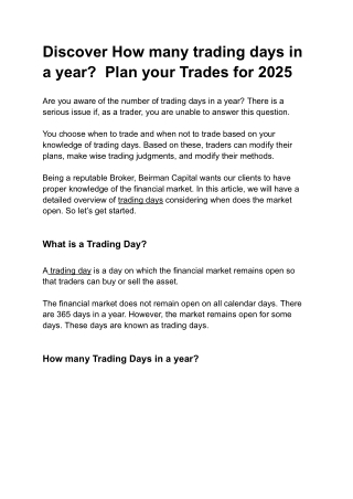 discover how many trading days in a year plan