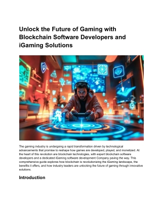 Unlock the Future of Gaming with Blockchain Software Developers and iGaming Solutions