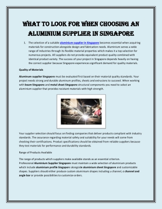 What to Look for When Choosing an Aluminium Supplier in Singapore