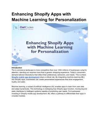 Enhancing Shopify Apps with Machine Learning for Personalization