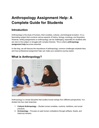 Anthropology Assignment Help_ A Complete Guide for Students