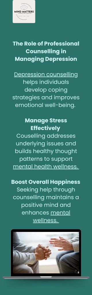 Professional Counselling’s Role in Managing Depression