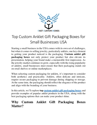 Top Custom Anklet Gift Packaging Boxes for Small Businesses USA