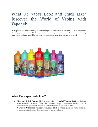 what do vapes look and smell like discover