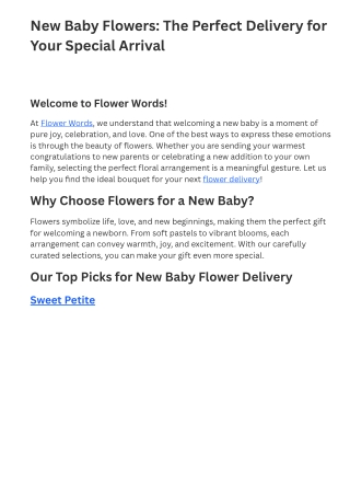 New Baby Flowers The Perfect Delivery for Your Special Arrival