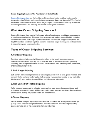ocean shipping services the foundation of global