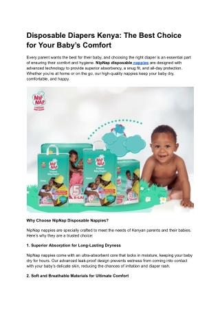Disposable Diapers Kenya The Best Choice for Your Baby’s Comfort
