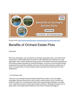 Benefits of Orchard Estate Plots
