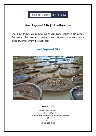 Hand Engraved Gifts | Inkbydivya.com