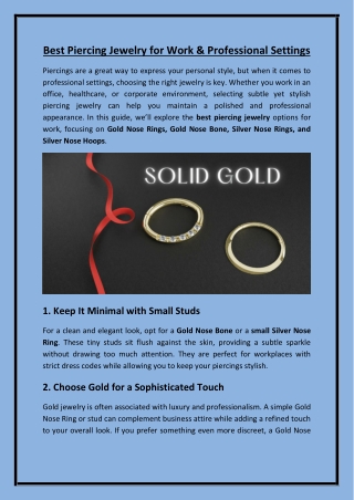 Best Piercing Jewelry for Work & Professional Settings