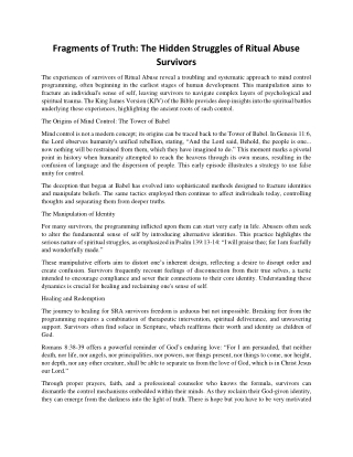 The Hidden Struggles of Ritual Abuse Survivors