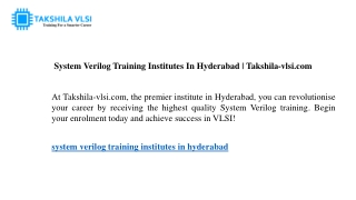 system verilog training institutes in hyderabad