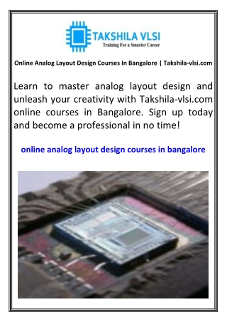 online analog layout design courses in bangalore