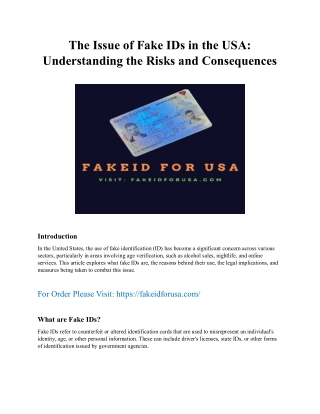 the issue of fake ids in the usa understanding