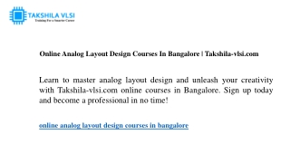 online analog layout design courses in bangalore