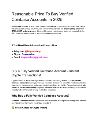 Reasonable Price To Buy Verified Coinbase Accounts In 2025