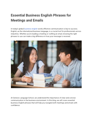Essential Business English Phrases for Meetings and Emails