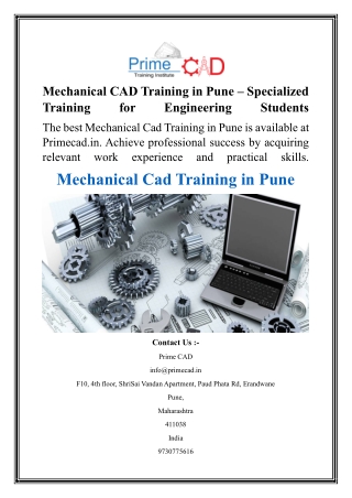 mechanical cad training in pune specialized