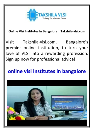 online vlsi institutes in bangalore takshila vlsi