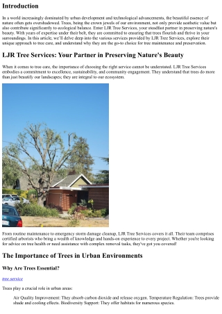 LJR Tree Services: Your Partner in Preserving Nature's Beauty