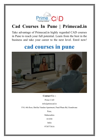 cad courses in pune primecad in