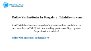 online vlsi institutes in bangalore takshila vlsi