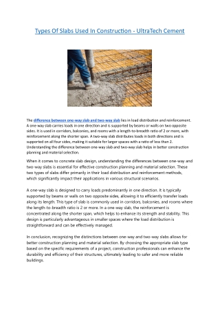 types of slabs used in construction ultratech