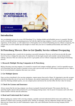 St Petersburg Movers: How to Get Quality Service without Overpaying
