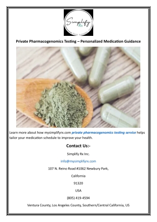 private pharmacogenomics testing personalized