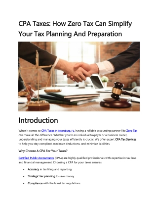 CPA Taxes How Zero Tax Can Simplify Your Tax Planning And Preparation