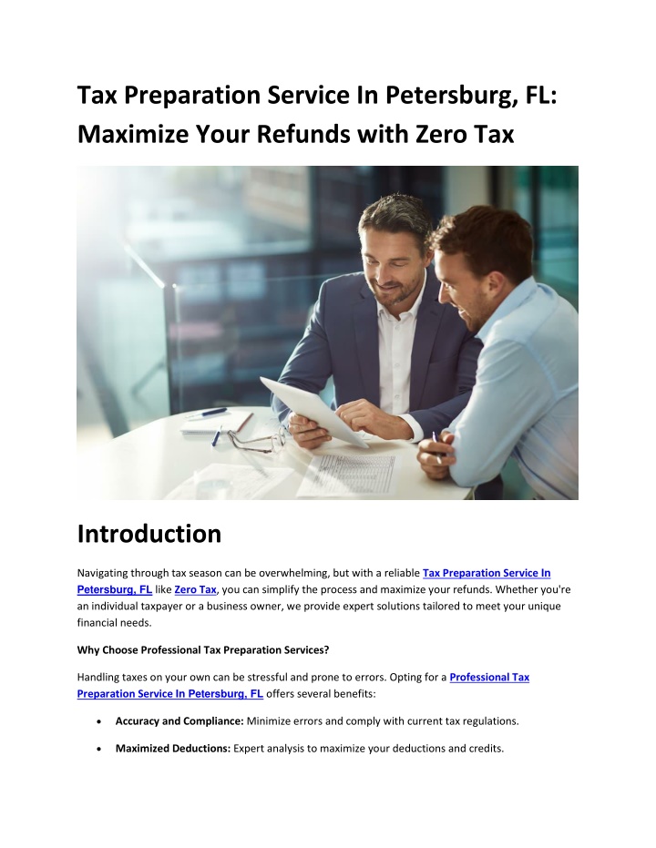 tax preparation service in petersburg fl maximize