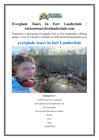 Everglade Tours In Fort Lauderdale  Airboattoursfortlauderdale.com