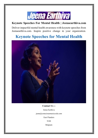 Keynote Speeches For Mental Health  Jeenaearthiva.com