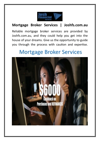 mortgage broker services joshfs com au