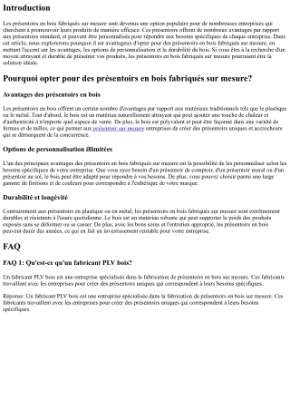 Pourquoi opter pour des présentoirs en bois fabriqués sur mesure