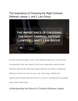 The Importance of Choosing the Right Criminal Defense Lawyer_ L and L Law Group