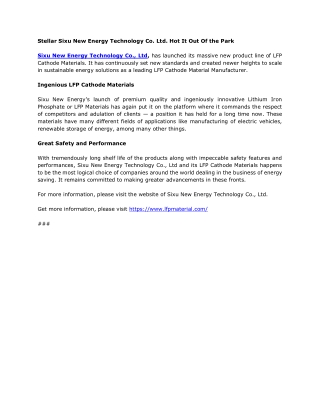 LFP Cathode Materials