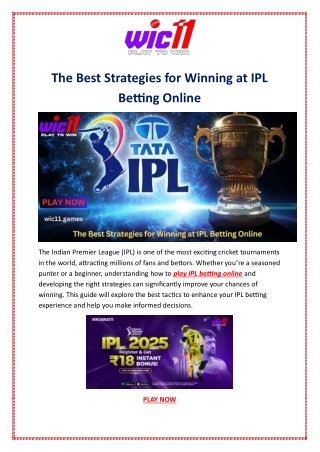 The Best Strategies for Winning at IPL Betting Online