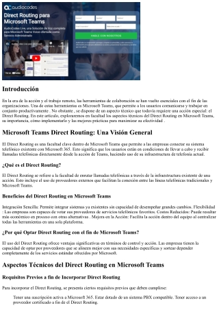Aspectos técnicos del Direct Routing en Microsoft Teams