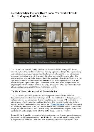 Decoding Style Fusion How Global Wardrobe Trends Are Reshaping UAE Interiors