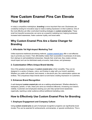 how custom enamel pins can elevate your brand