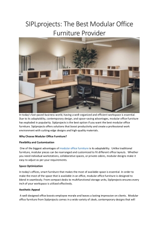 SIPL Projects: Premium Modular Office Furniture for Modern Workspaces