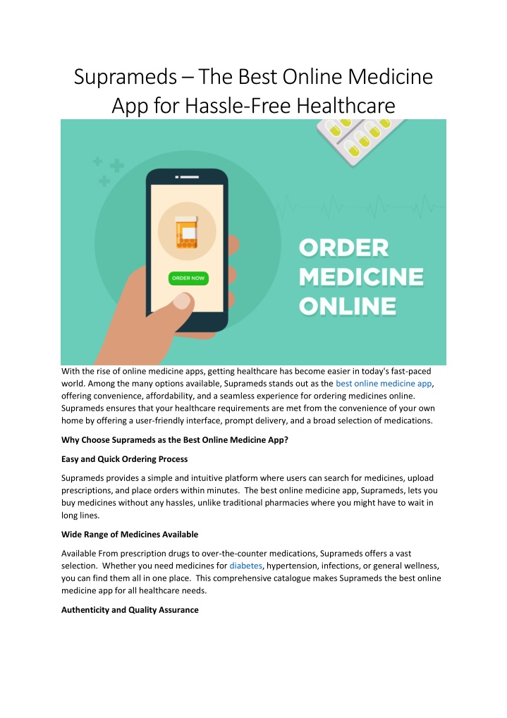 suprameds the best online medicine app for hassle