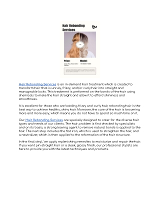 Hair Rebonding Services
